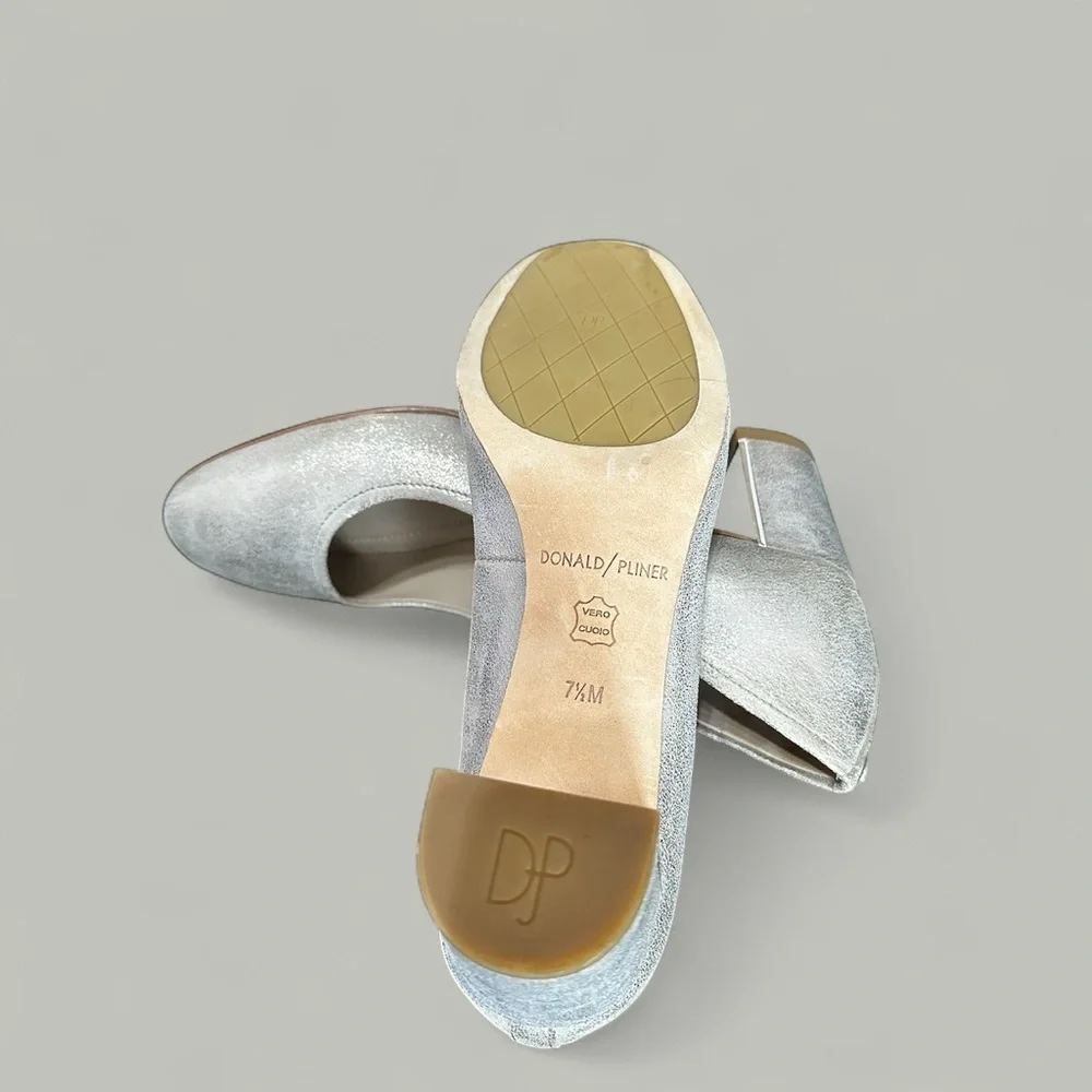 New Donald J. Pliner Metallic Champagne Block Heel Pumps
